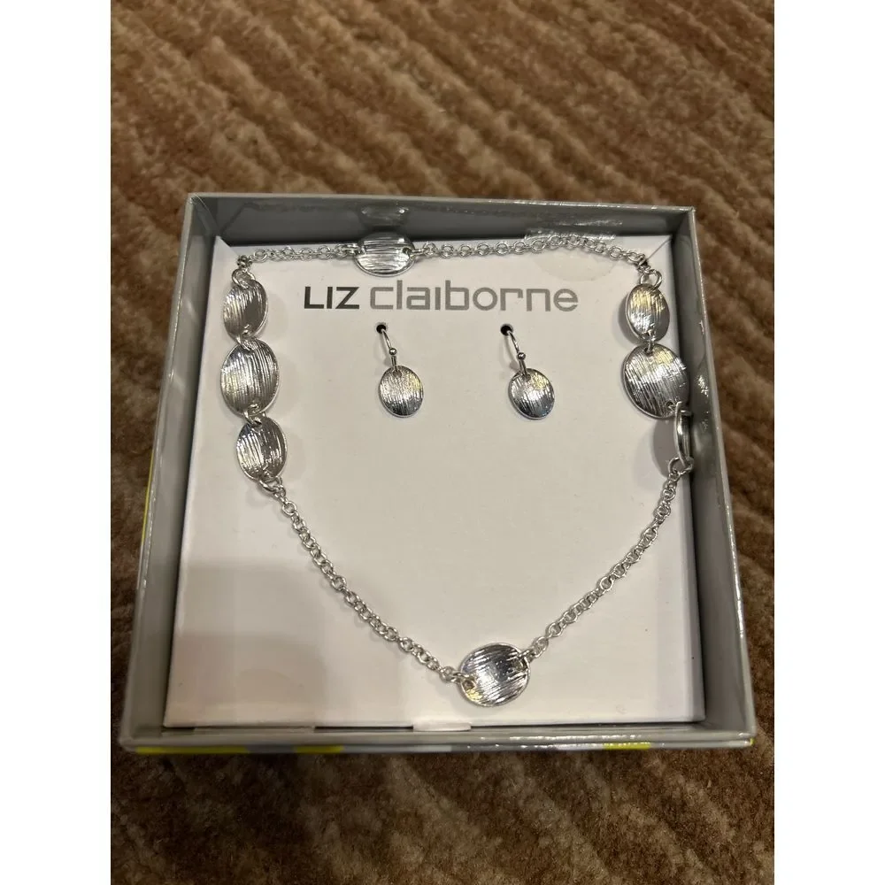 Liz Claiborne Vintage Silver-Tone Necklace & Earring Set and Gemstone Bracelet‎